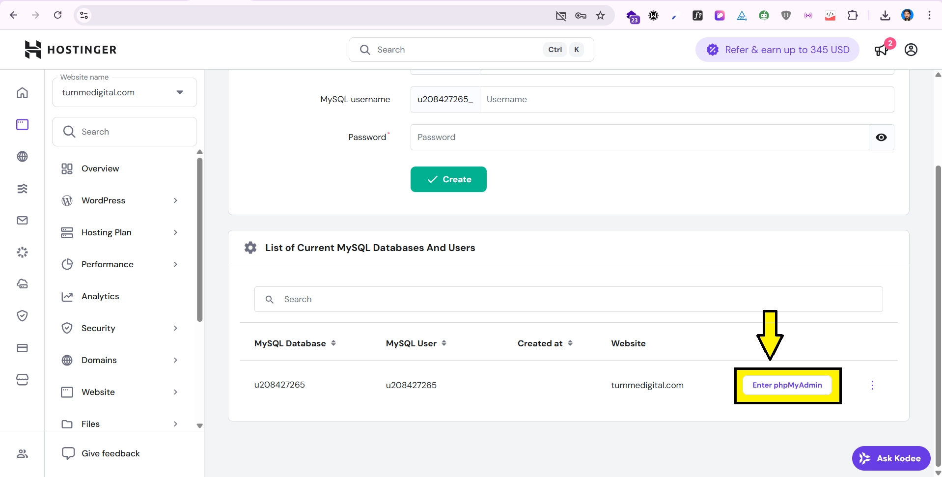 enter phpmyadmin - Turn Me Digital