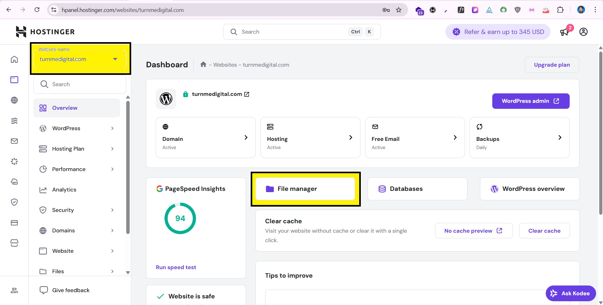 hostinger hpanel file manager - Turn Me Digital